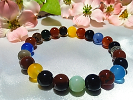 Jadem Gold Renkli Çakra Doğal Taş Bileklik