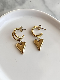 Çelik Gold Kalpli Küpe