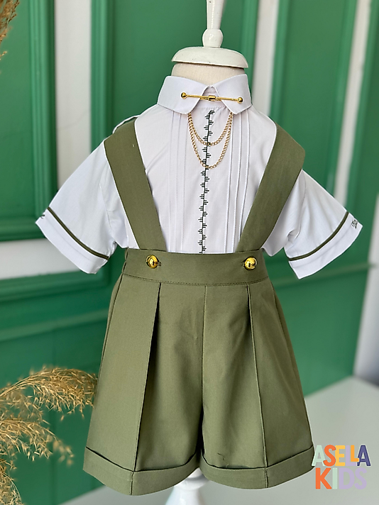 Erkek Çocuk Yeşil Salopet Takım