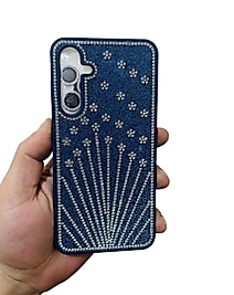 Samsung Galaxy A35 Taşlı Desenli Lens Hediyeli Telefon Kılıfı Lacivert