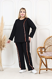 Oşho kumaş Uzun Kollu Biye Detaylı Rahat Kalıp Spor Günlük Eşofman Takım