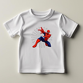 Spider Man Baskılı Normal Kalıp  Çocuk Tişört