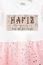 Kız Çocuk Tüllü "Hafız" Baskılı Elbise