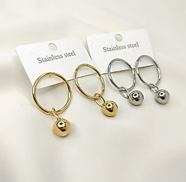 Top Sallantılı Gold Çelik Küpe