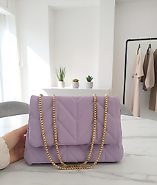Mor zincirli orta boy çanta