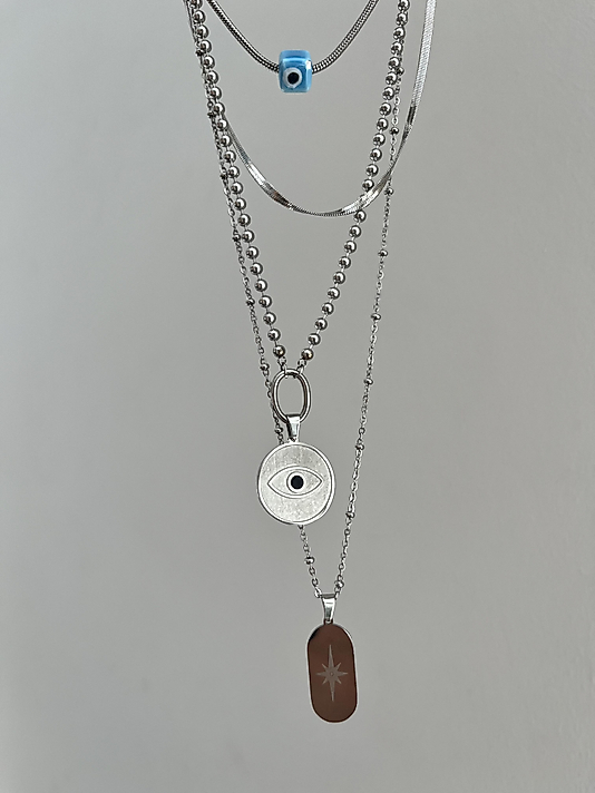 Çelik 4’lü Birleşik Silver Kolye