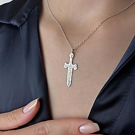 Gümüş Tonlu Kılıç Kolye – İşlemeli Viking Tarzı Kılıç Motifli Kolye, Minimalist Erkek/Kadın Kolyesi, Şık Hediye