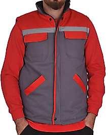 Star Gabardin Teknik İş Yeleği Gri Kırmızı