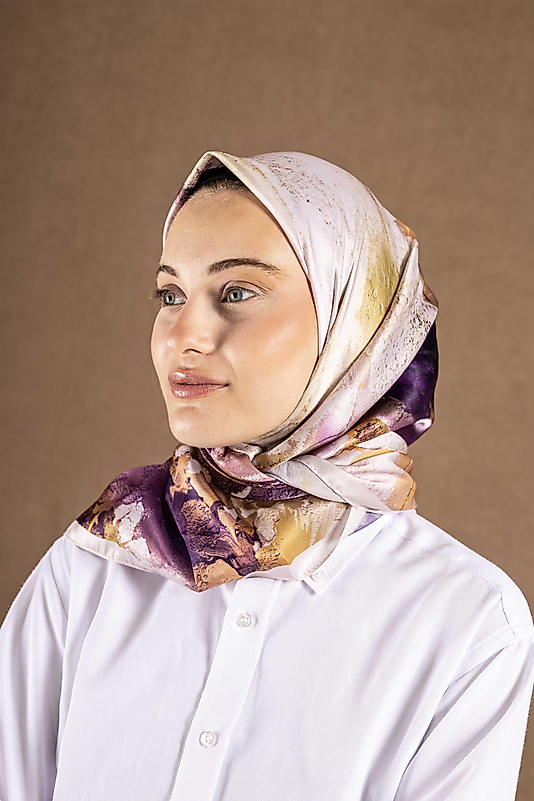 Modern Desenli Dijital Kristal Eşarp