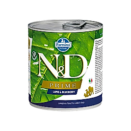 N&D Prime Tahılsız Kuzu Etli ve Yaban Mersinli Yetişkin Köpek Konserve Maması (285 g)
