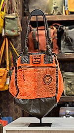 Old Cotton Kaliteli Organik Vintage Büyük Desenli Kadın Omuz Çantası Sancarlos bag 8145 XL