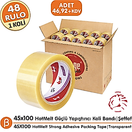 Ve-Ge LEOPAR 45x100 Şeffaf Koli Bandı (1 Koli –48 Adet) Toptan HotMelt Dengeli Güç
