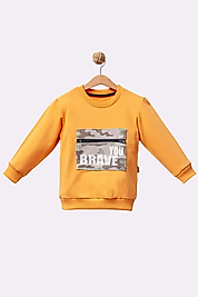 Erkek Çocuk 1-4 Yaş Fermuar Detaylı Sweat Hardal