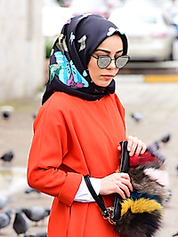 Kelebek Desenli Twill İpek Eşarp