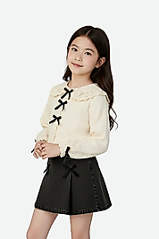 Kız Çocuk 4-9 Yaş Krem Gömlekli Takım