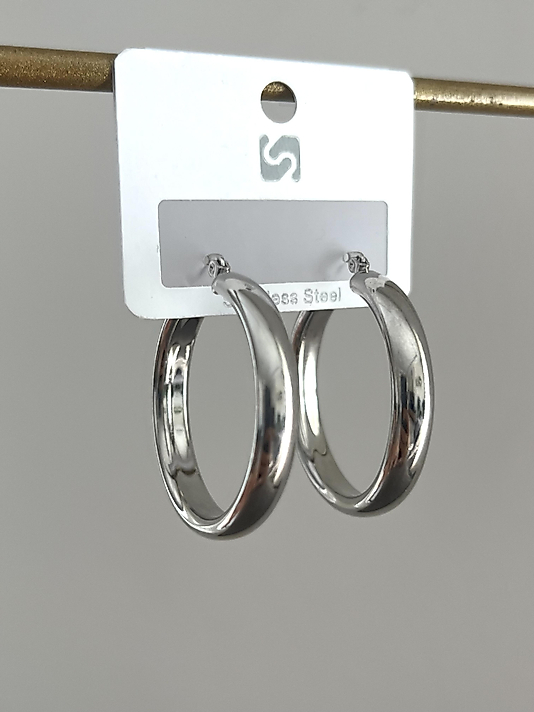 Çelik Silver Halka Küpe