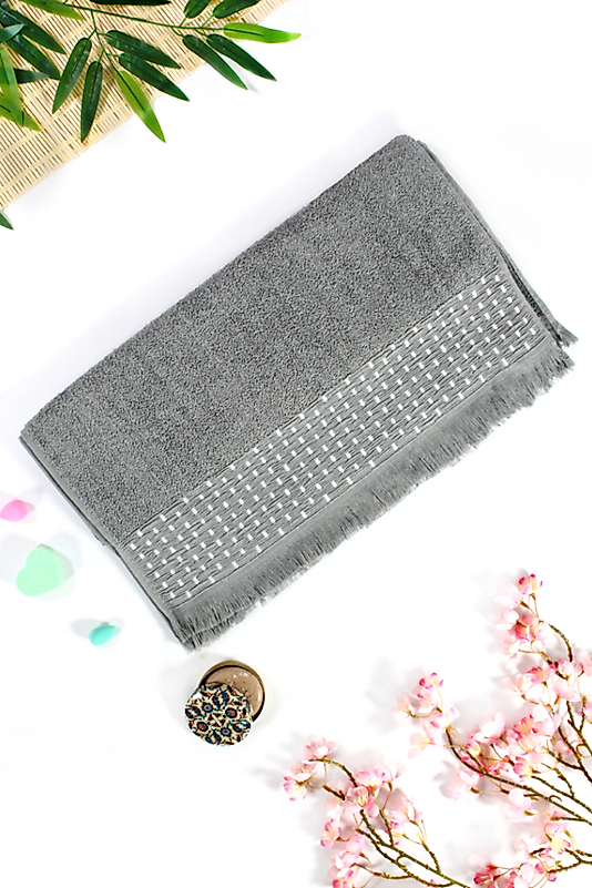 EL-Yüz-Havlusu-EKO-Efsun Saçaklı Hasır-Gri-enex life