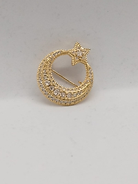 Gold Ay Yıldız Broş