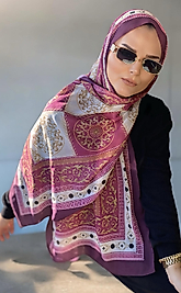 Lenora Digital Baskı Desenli Pamuk Şal Fuşya