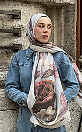 İğde Gül Desen Bambu Şal