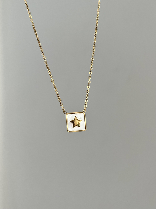 Çelik Minimal Beyaz Yıldız Kolye