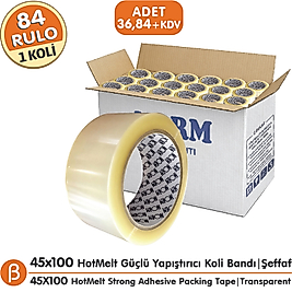 Norm 1 KOLİ (84 ADET) 45x100 Şeffaf HotMelt Koli Bandı Güçlü Yapışkan