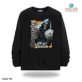 Motorcu Model Bisiklet Yaka Erkek kadın Slimfit Sweatshirt