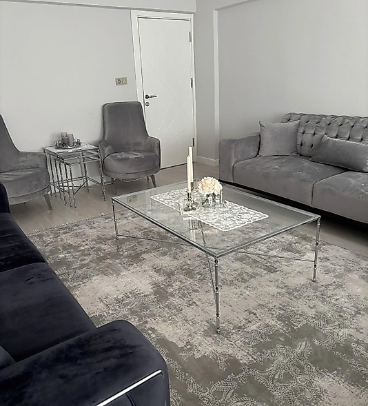 PARLAK KROM TORNALI ORTA SEHPA VE ZİGON ŞEFFAF CAM