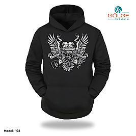 Motorcu Model Slimfit Kapüşönlu Hoodie Erkek kadın Sweatshirt