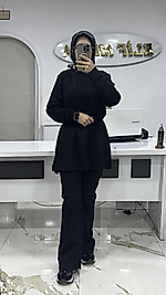 NOSHE İSPANYOL PAÇA PANTOLON SİYAH