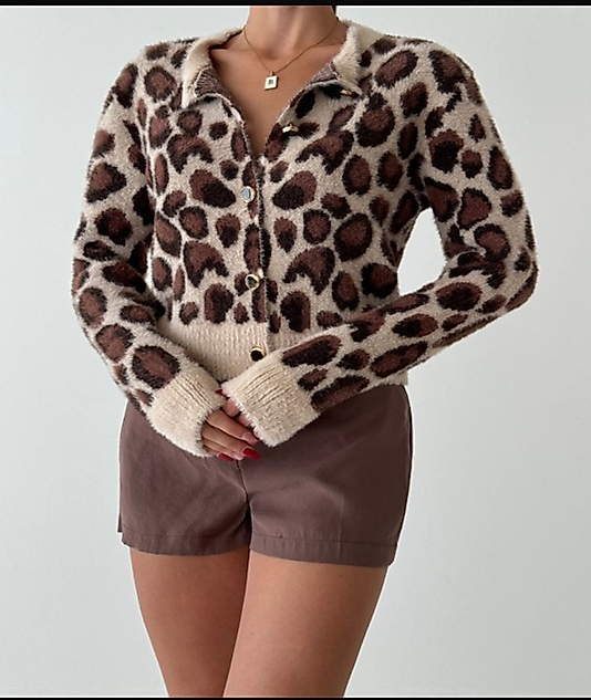 BAYAN LEOPAR TRİKO HIRKA