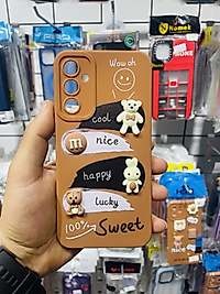 Samsung Galaxy A34 3D Ayıcık Kabartmalı Telefon Kılıfı Kahverengi