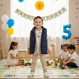 2 - 5 Yaş Arası Şişme Yelek, Gömlek, Tişört ve Keten Pantolonlu Tarz Erkek Çocuk Takım