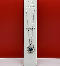 Yıldızlı gezegen figürlü kolye çelik silver
