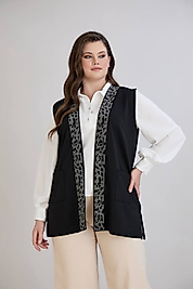 taş detaylı siyah yelek