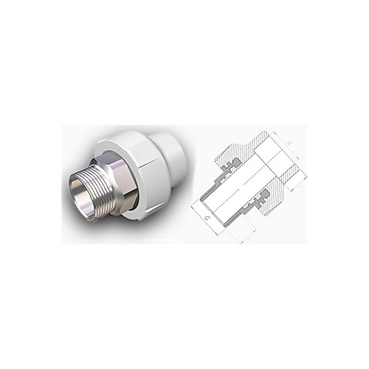 FIRAT 32 MM DIŞ DİŞLİ RAKOR ALTIKÖŞE BEYAZ PPRC PLASTİK BORU ( 1 ADET )
