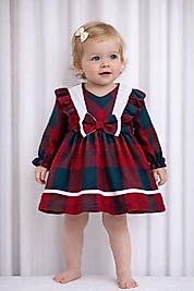 Kız Bebek 6-24 Ay Kareli Şık Elbise