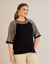 kolları leopar pullu dirsek kol bluz