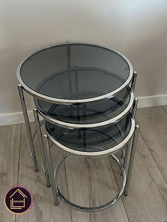 PARLAK KROM BLOK YUVARLAK ZİGON FÜME CAM