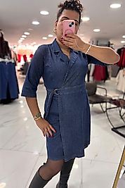 Büyük Beden Anvelop Likralı Jean Elbise