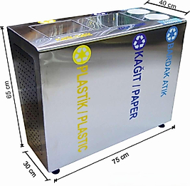 GERİ DÖNÜŞÜM SETİ DÖNER KAPAKLI BARDAKLIKLI ( KDV DAHİL )