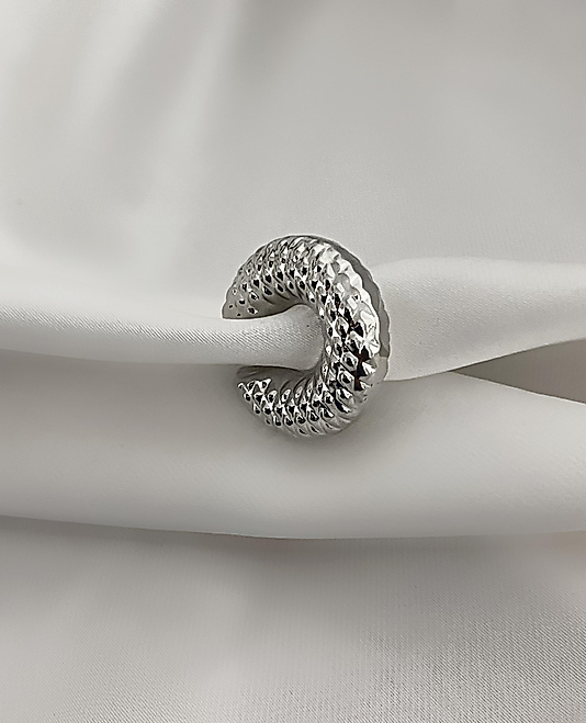 Silver Orta Boy Halka Ear Cuff