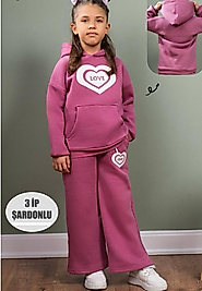 KIZ ÇOCUK BASKILI 3 İPLİK ŞARDONLUTAKIM %100 PAMUK