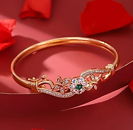 Jade'm Gold Paslanmaz Çelik Zirkon Taşlı Kelepçe