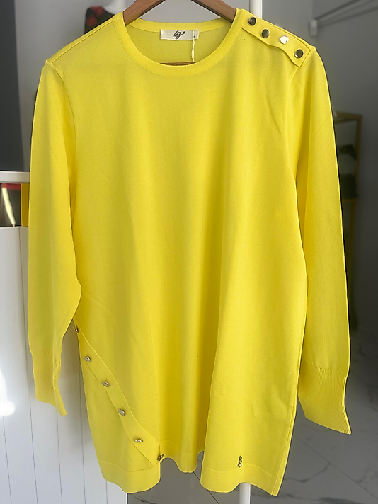 DÜĞME DETAYLI  RAYON TUNİK SARI