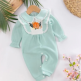 Kız Bebek Balkabağı 6-18 Ay Nakışlı Tulum Mint