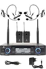 Rennes RM-550HH UHF Çiftli Yaka ve headset Telsiz Kablosuz Mikrofon Seti