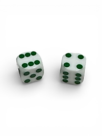 White Opaque Backgammon Precision Dice Green Pip