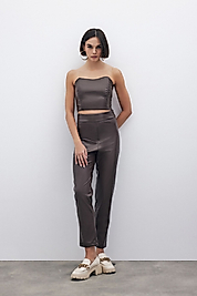 SATEEN DERİ KAHVE PANTLON