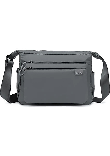 Smart Bags Ekstra Hafif Kumaş Kadın Postacı Çantası - Koyu Gri